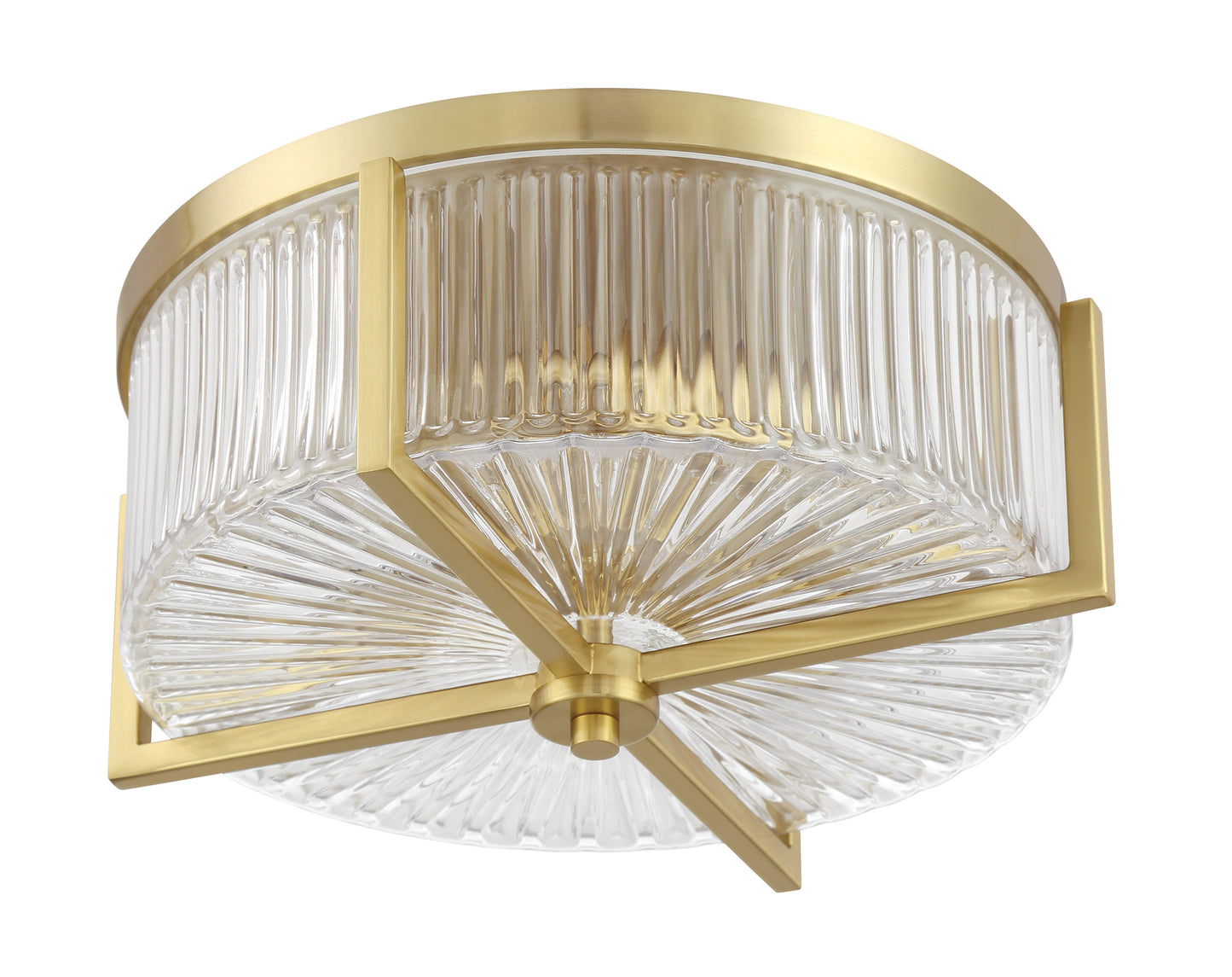 60183-SB - Whittley 3 Light 13.75" Wide Flush Mount - Satin Brass
