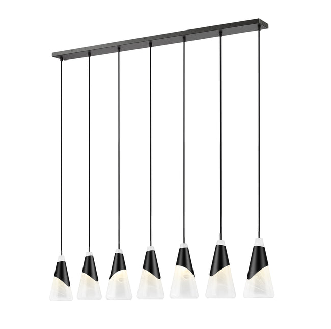 828P7-7L-MB - Aimie 7 Light Linear 54" Chandelier - Matte Black