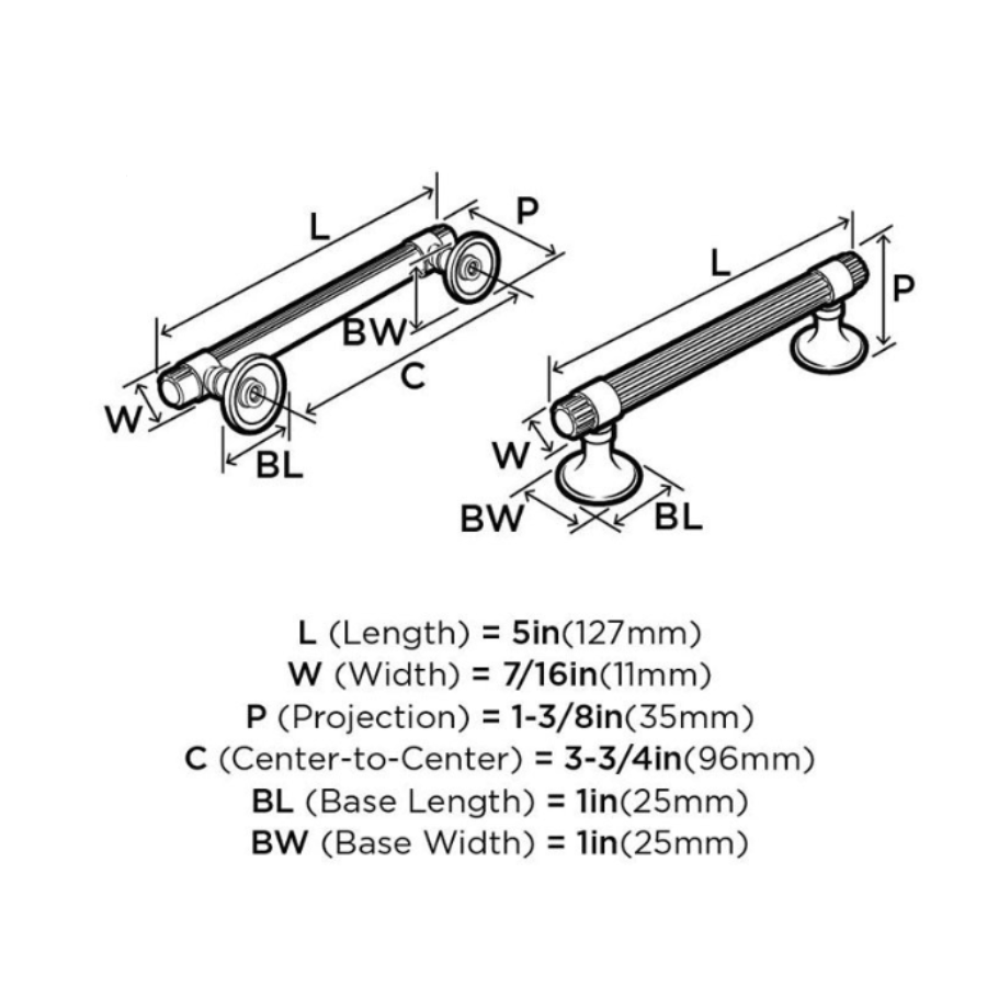 BP36621G10 - 3-3/4" Center-to-Center - Sea Grass Cabinet Pull - Satin Nickel