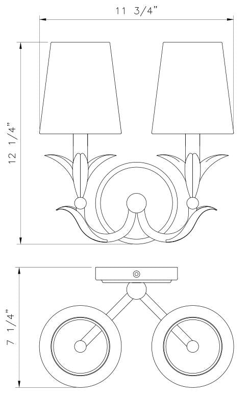 830-2S-GLF - Aslin 2 Light Wall 12" Sconce - Gold Leaf