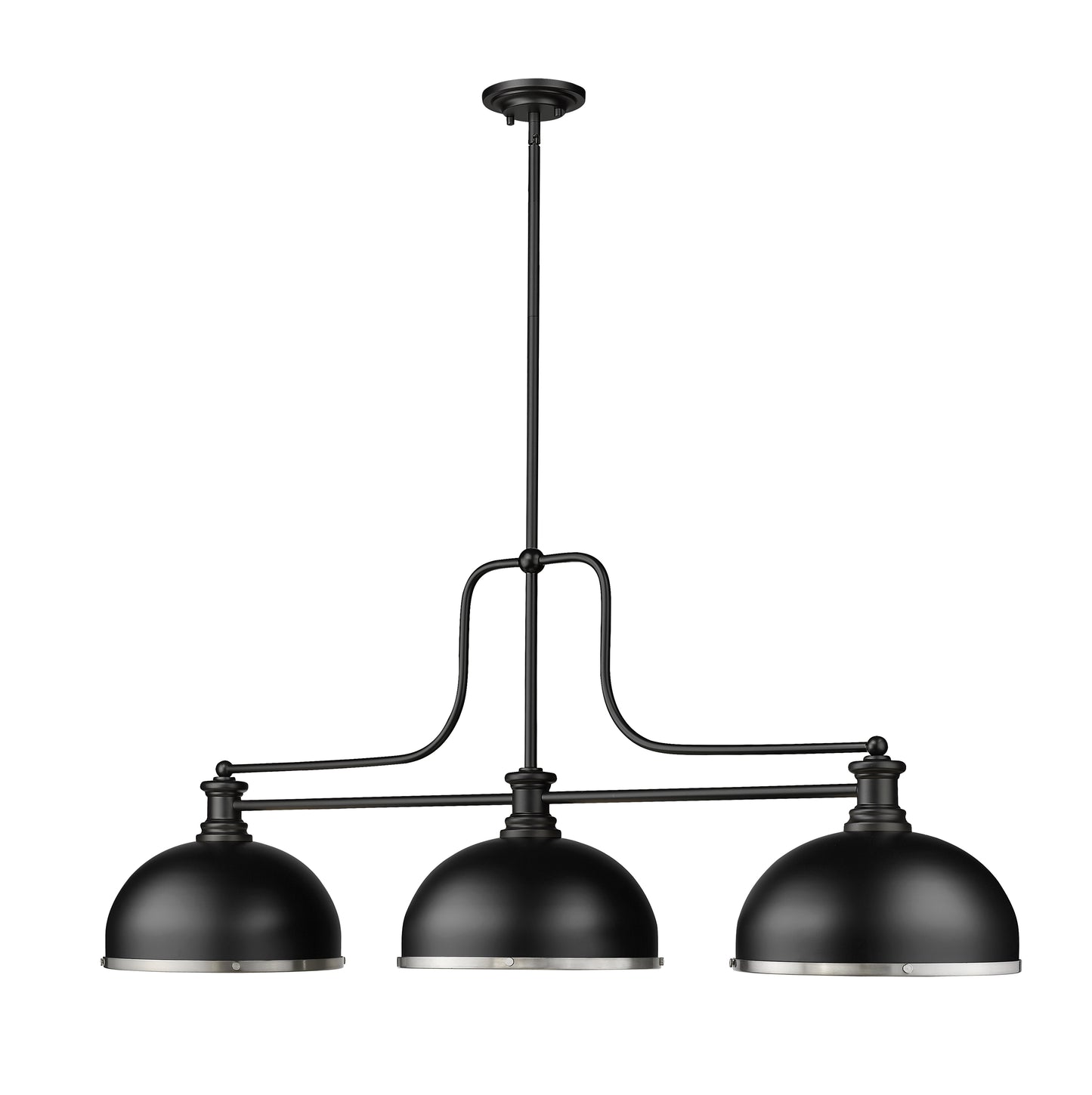 725-3MB-D12MB+BN - Melange 3 Light 52" Billiard - Matte Black