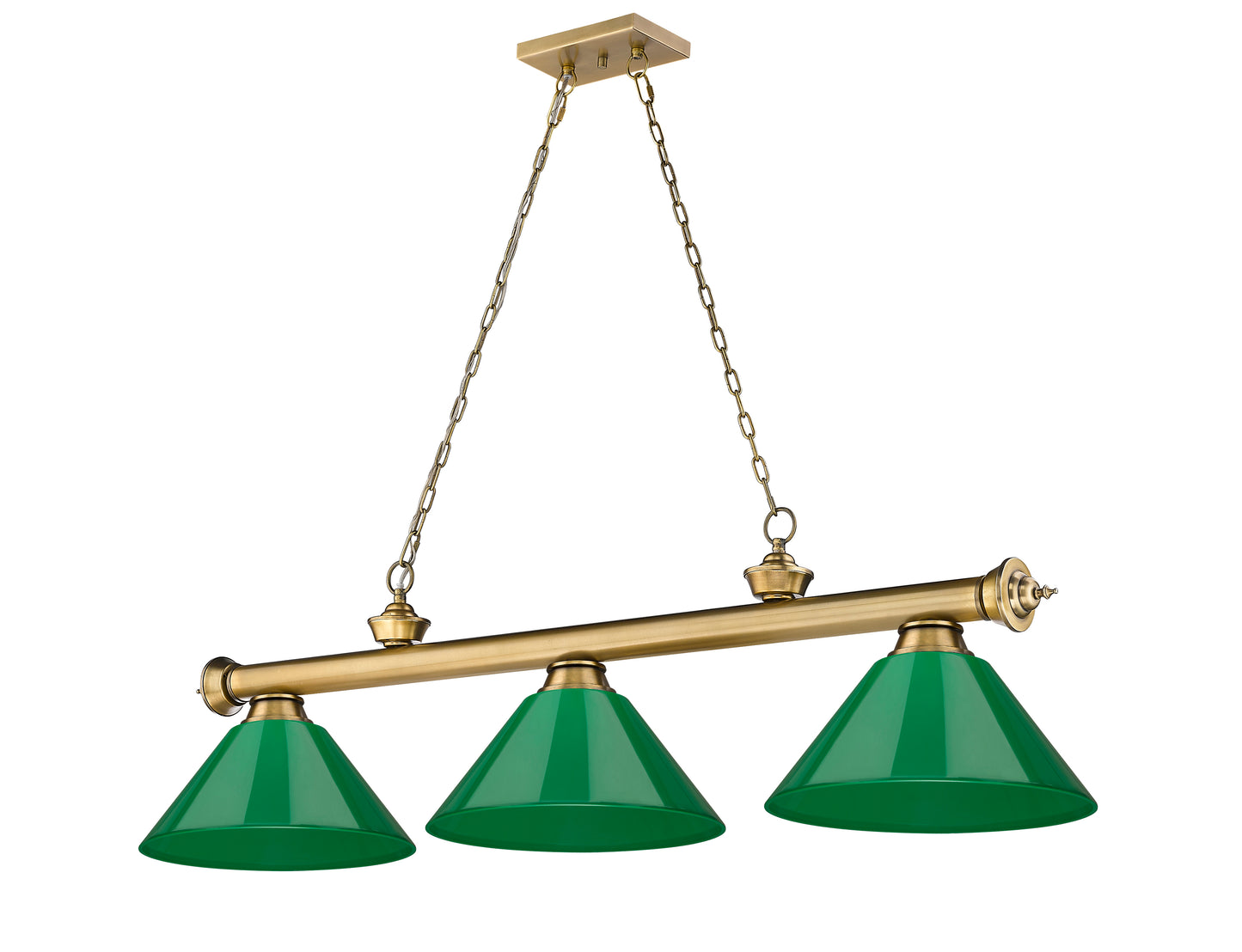 2306-3RB-PGR - Cordon 3 Light 57" Billiard - Rubbed Brass