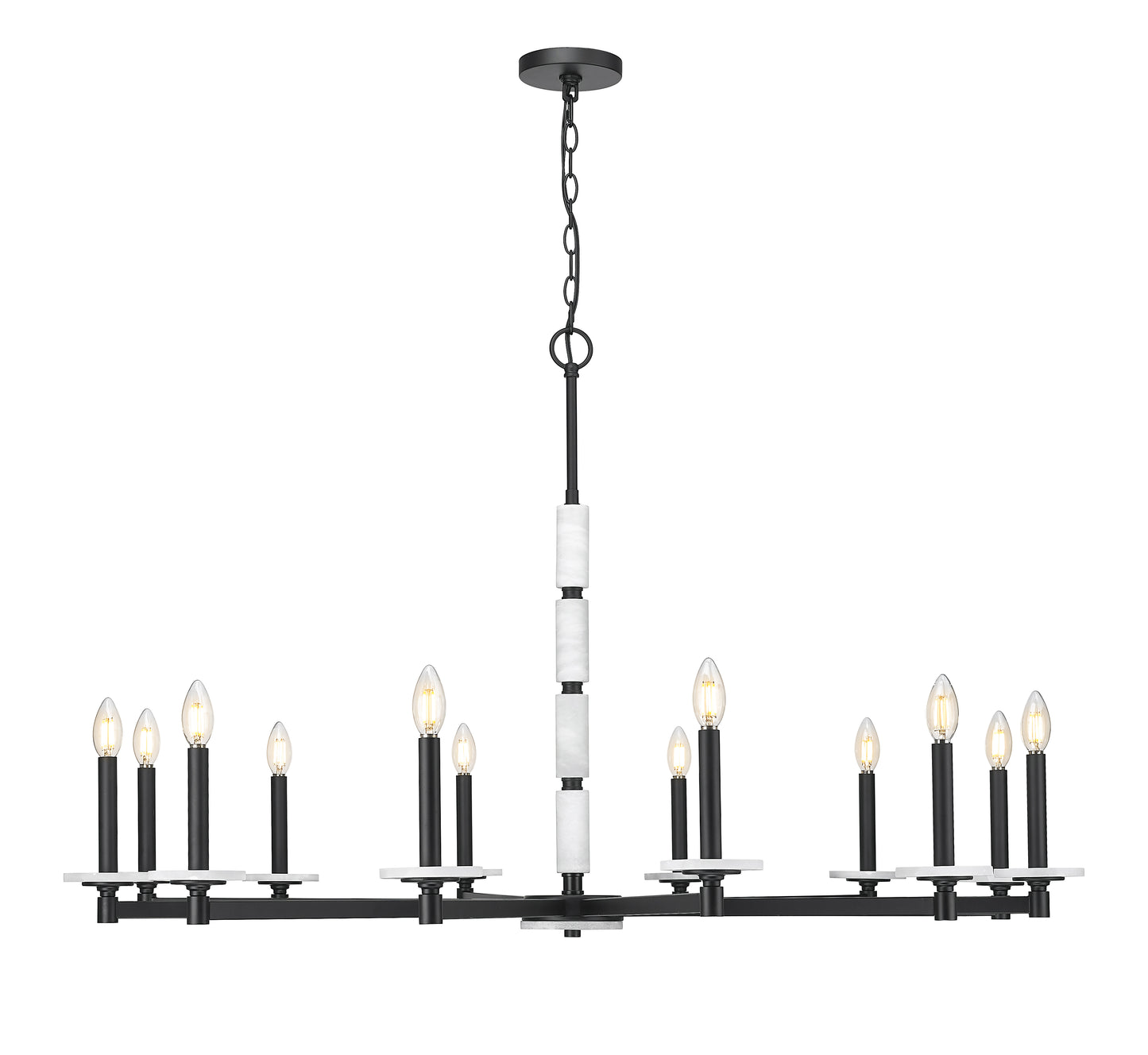 3045-12MB - Kaden 12 Light 48" Chandelier - Matte Black