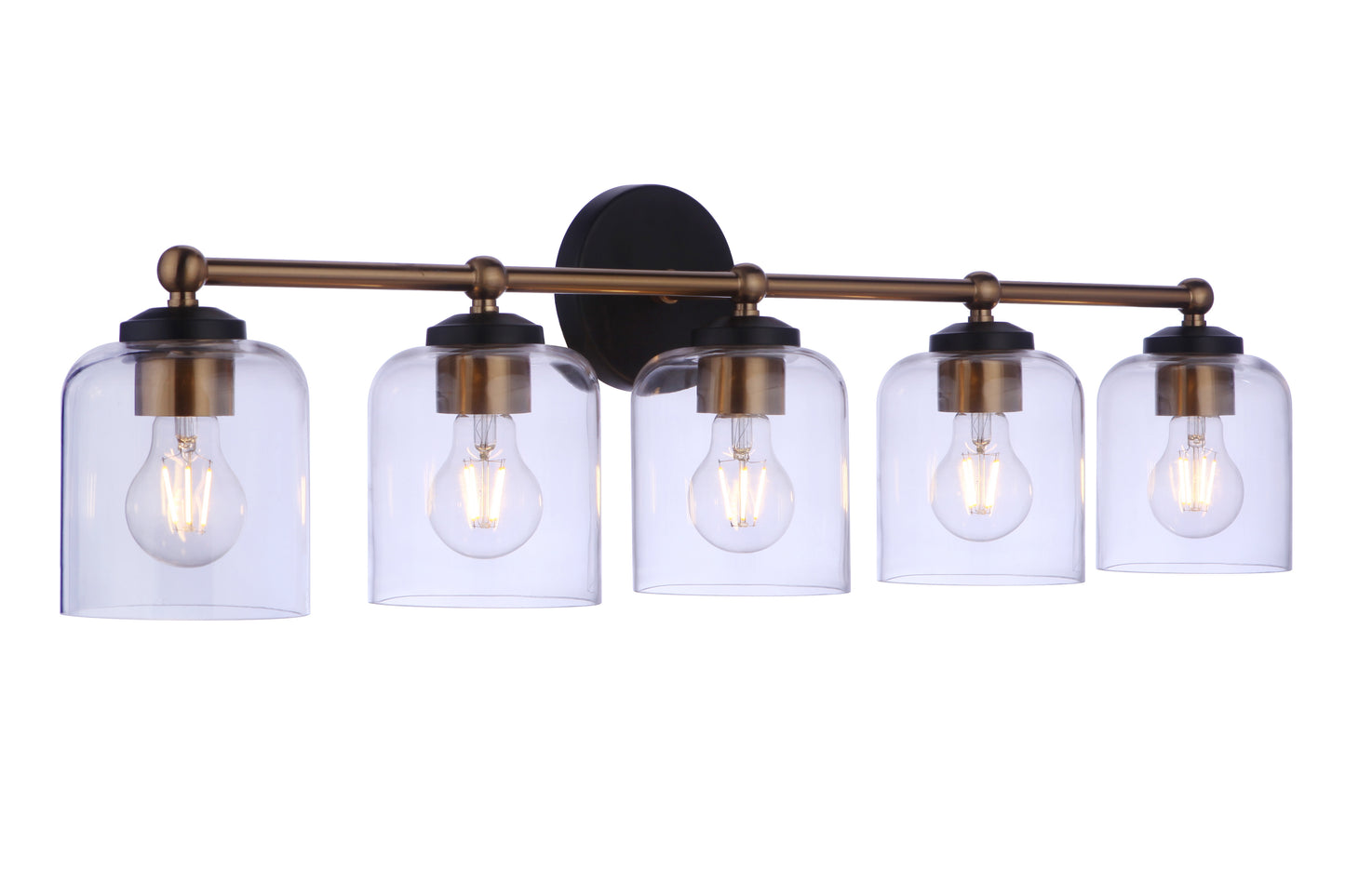 18733FBSB5 - Coppa 5 Light 32" Wide Vanity Light - Flat Black / Satin Brass