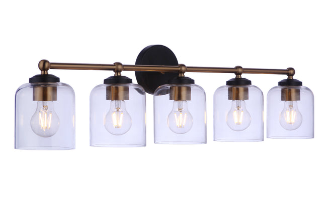 18733FBSB5 - Coppa 5 Light 32" Wide Vanity Light - Flat Black / Satin Brass