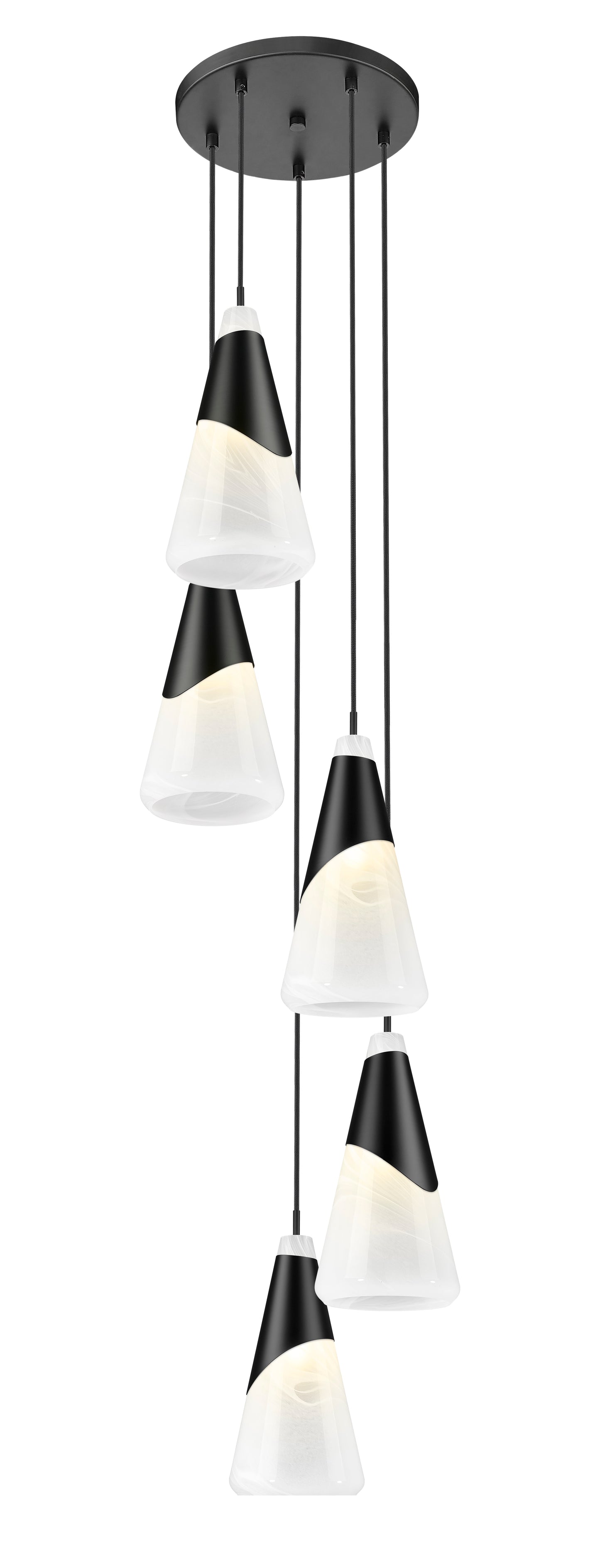 828P7-5R-MB - Aimie 5 Light 12" Chandelier - Matte Black