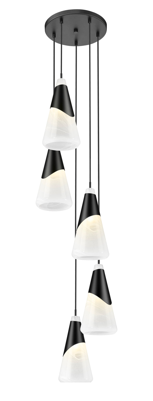 828P7-5R-MB - Aimie 5 Light 12" Chandelier - Matte Black