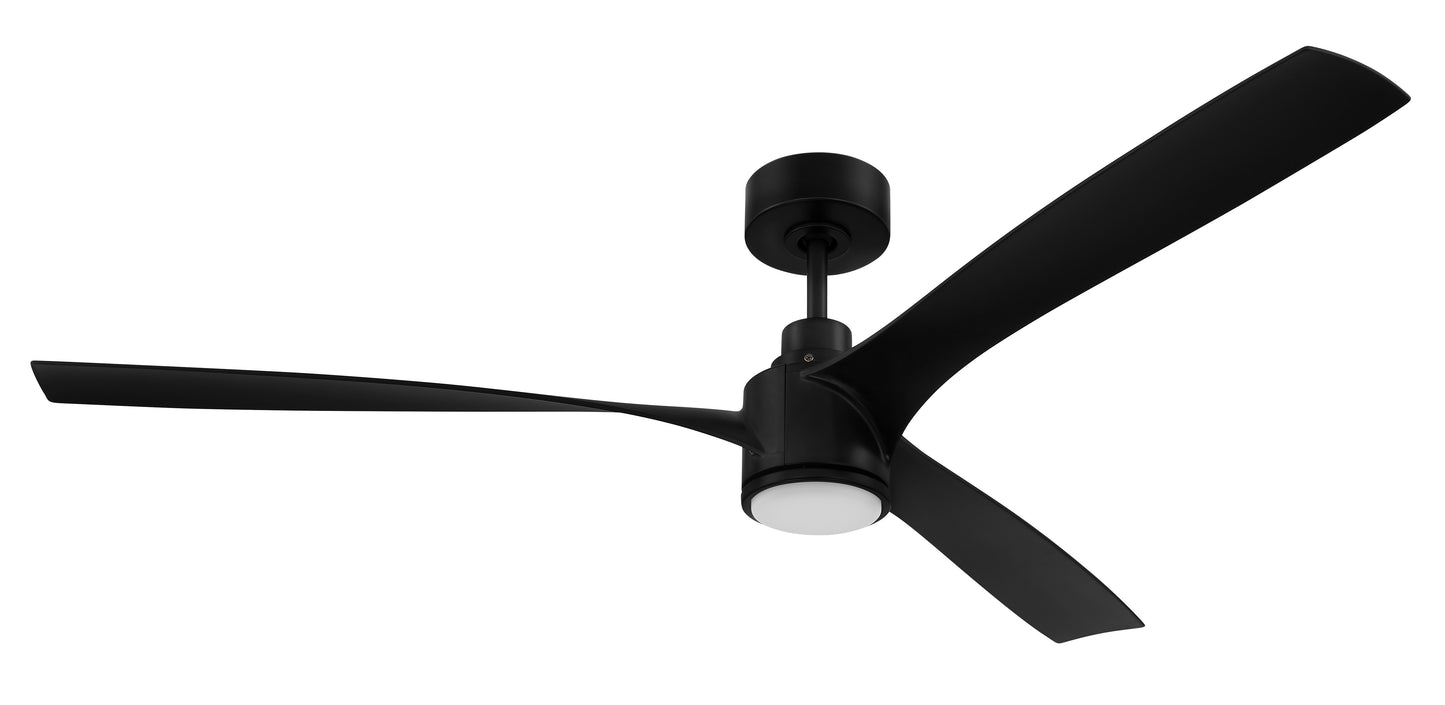 PHB60FB3-NWF - Phoebe 60" Indoor/Outdoor Ceiling fan no Wifi 60" 3 Blade Indoor Outdoor Ceiling Fan with Light Kit - Flat Black