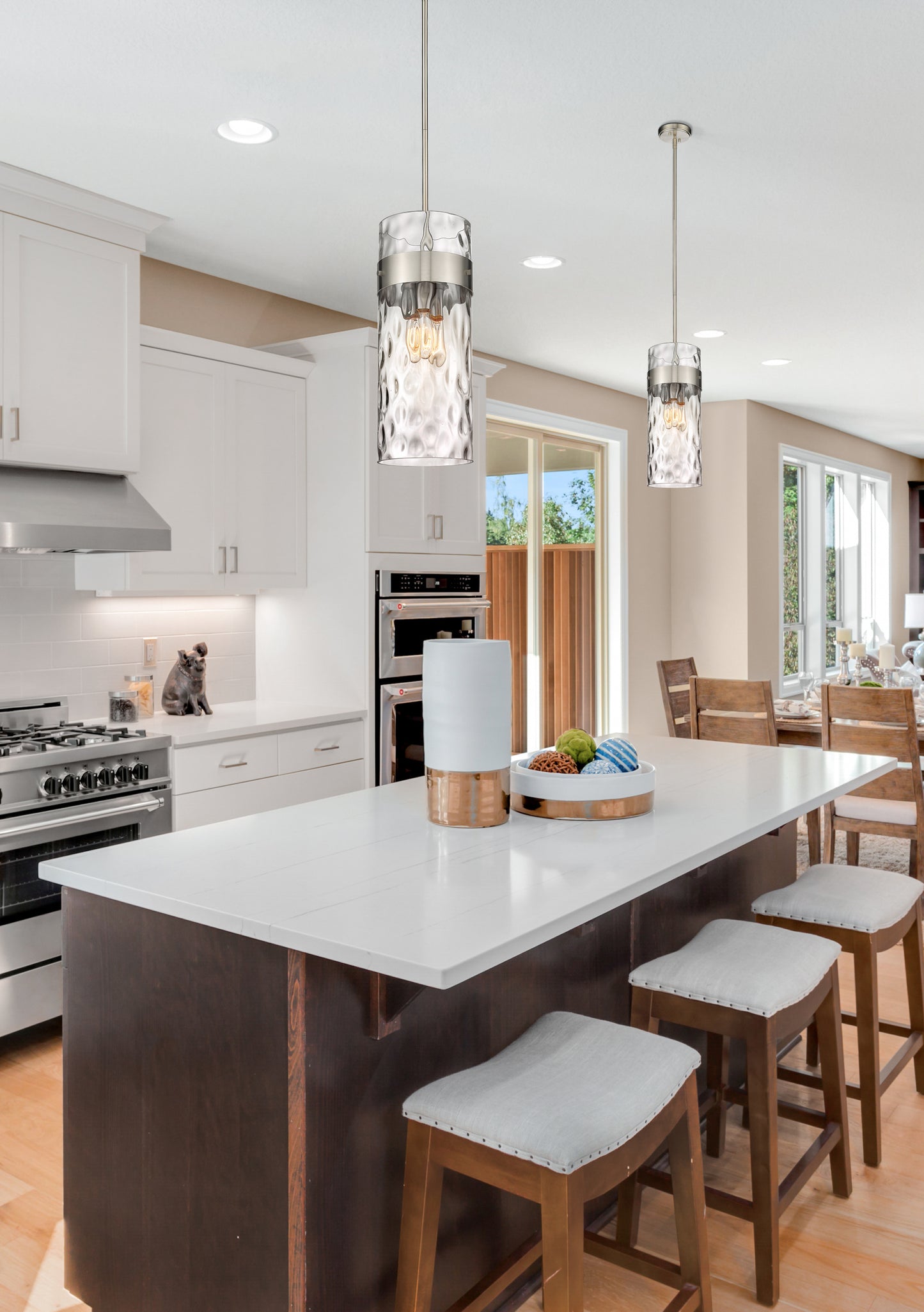 3035P9-BN - Fontaine 3 Light 9" Pendant - Brushed Nickel