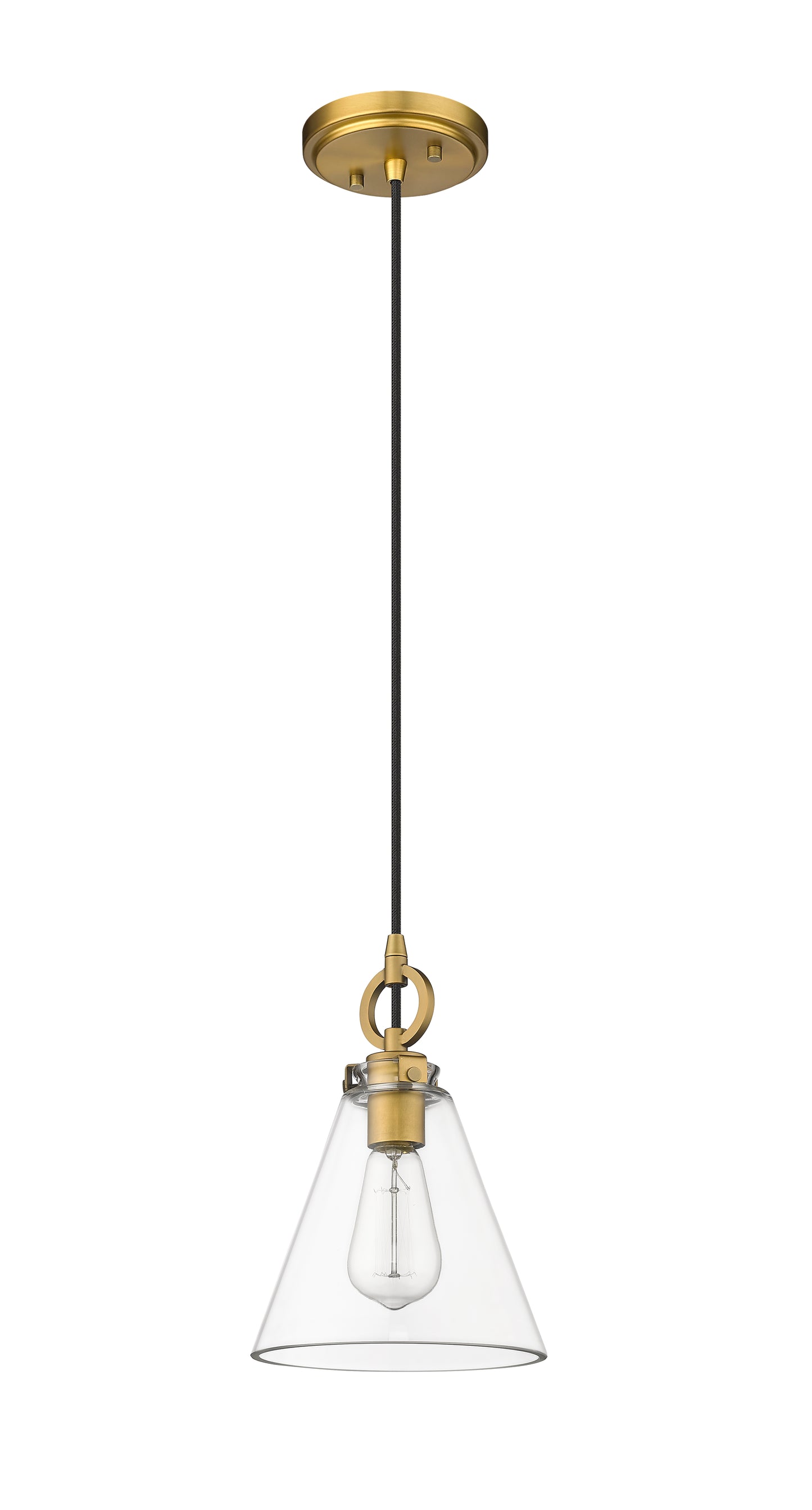 3034P8-RB - Harper 1 Light 8" Pendant - Rubbed Brass