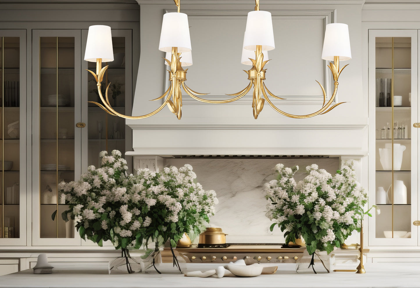 830-44L-GLF - Aslin 6 Light Linear 44" Chandelier - Gold Leaf