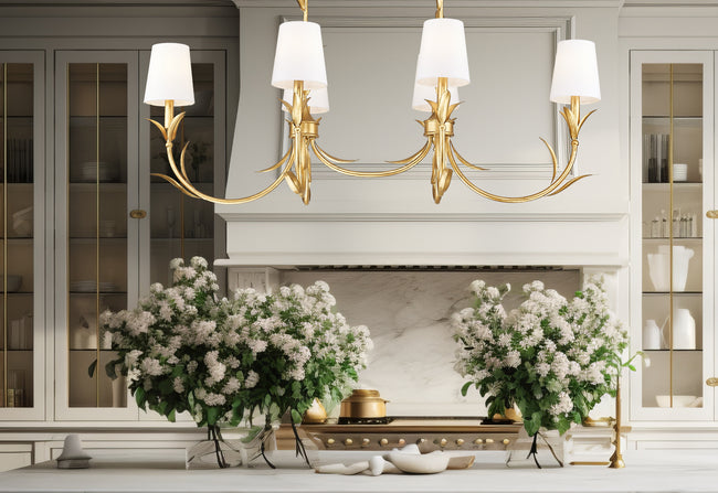 830-44L-GLF - Aslin 6 Light Linear 44" Chandelier - Gold Leaf