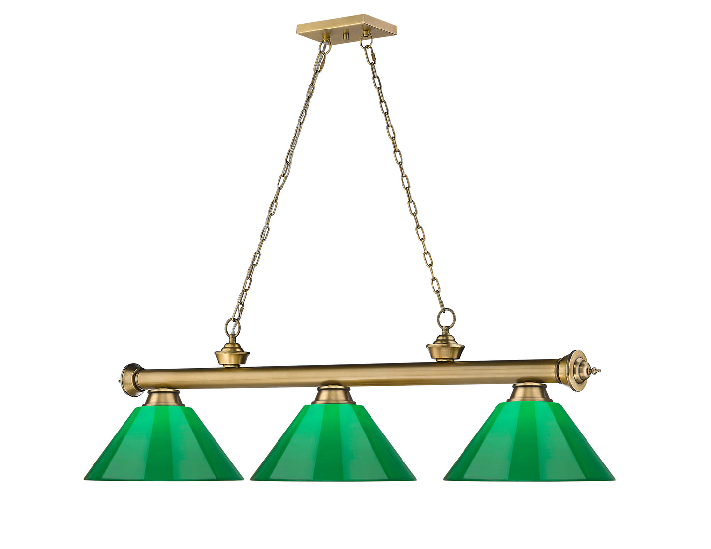 2306-3RB-PGR - Cordon 3 Light 57" Billiard - Rubbed Brass
