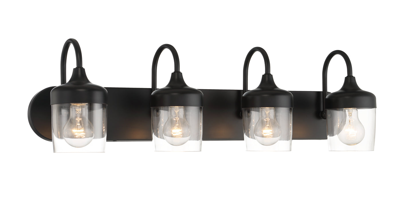 58104-FB - Wrenn 4 Light 30" Wide Vanity Light - Flat Black