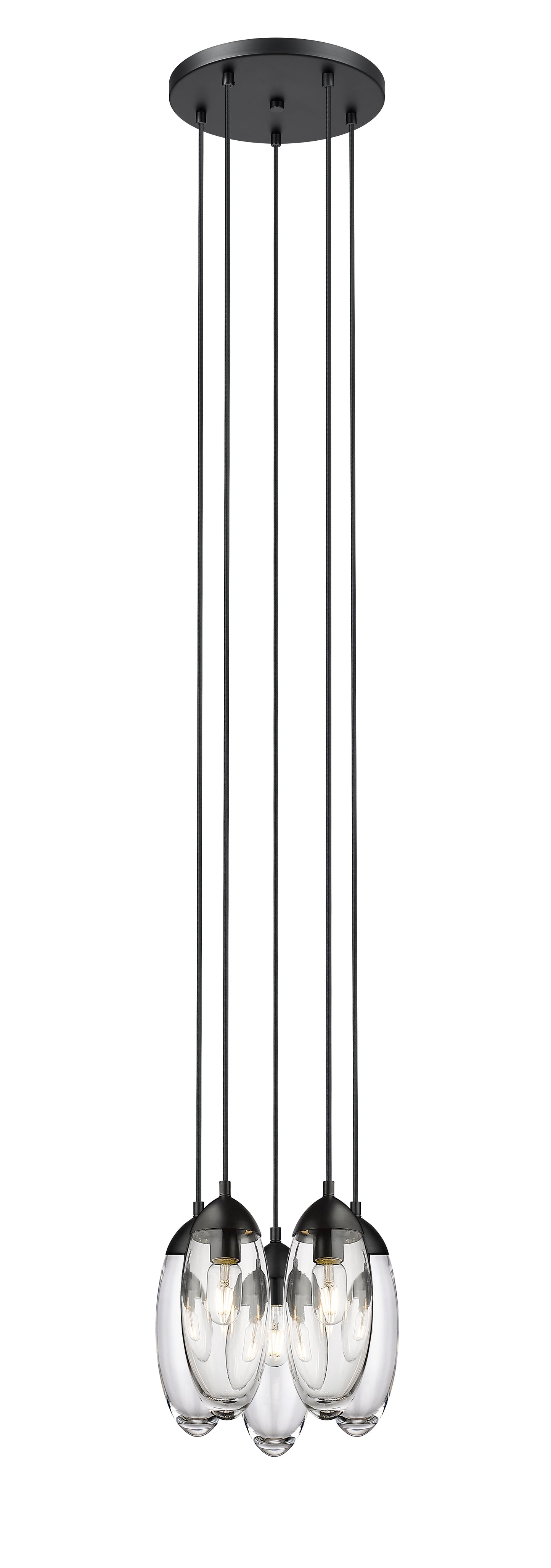 651P-5R-MB - Arden 5 Light 12" Chandelier - Matte Black