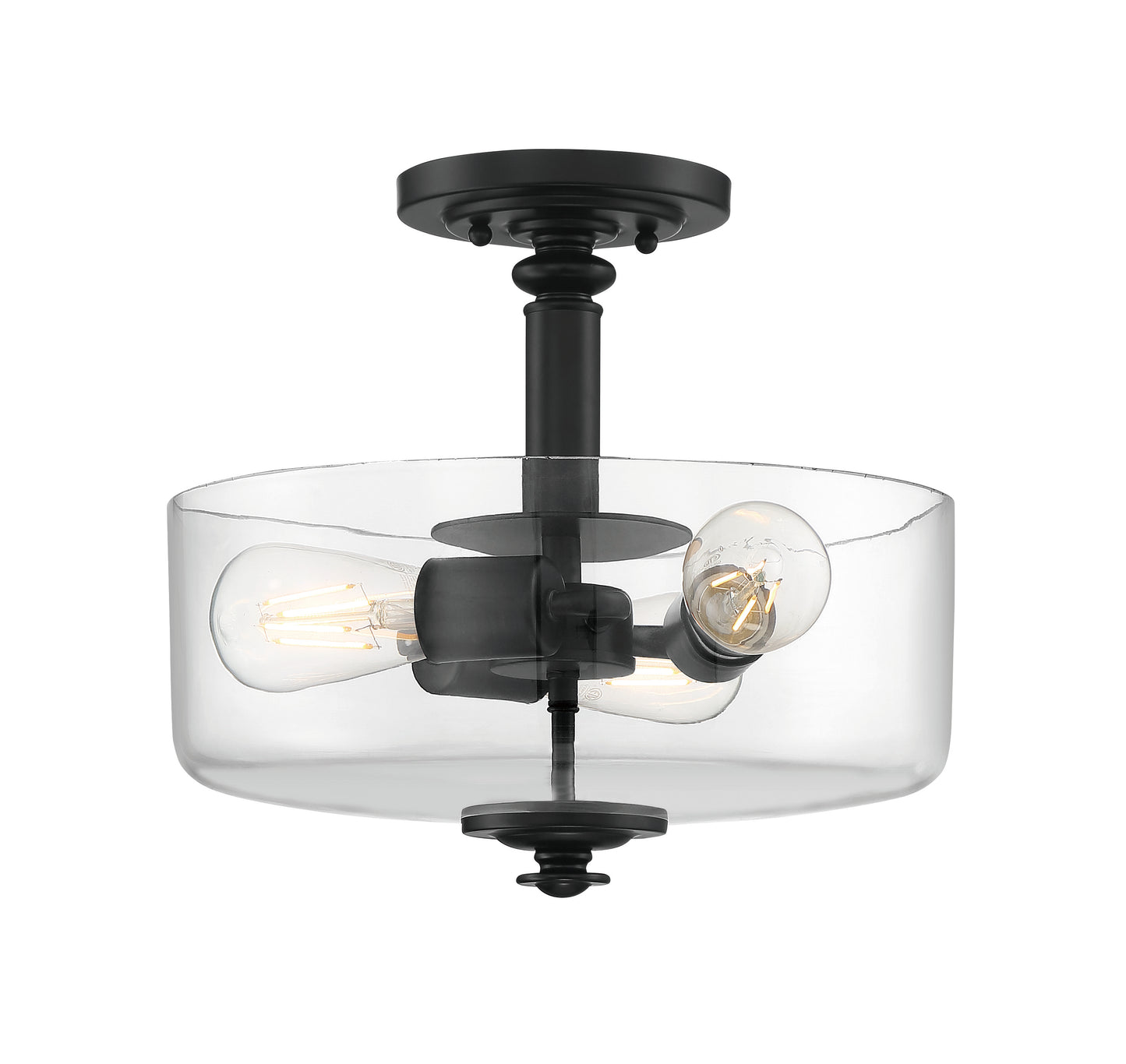 49853-FB-C - Dardyn 3 Light 15" High Semi Flush Mount - Flat Black