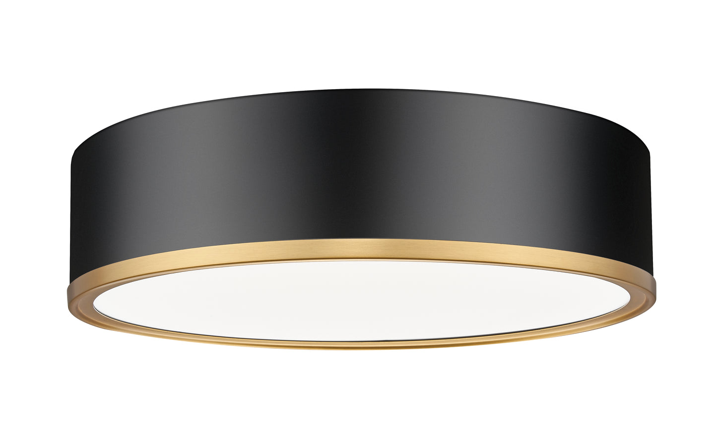 1018F16-MB-MGLD-LED - Bradley 1 Light Flush 16" Mount - Matte Black / Modern Gold