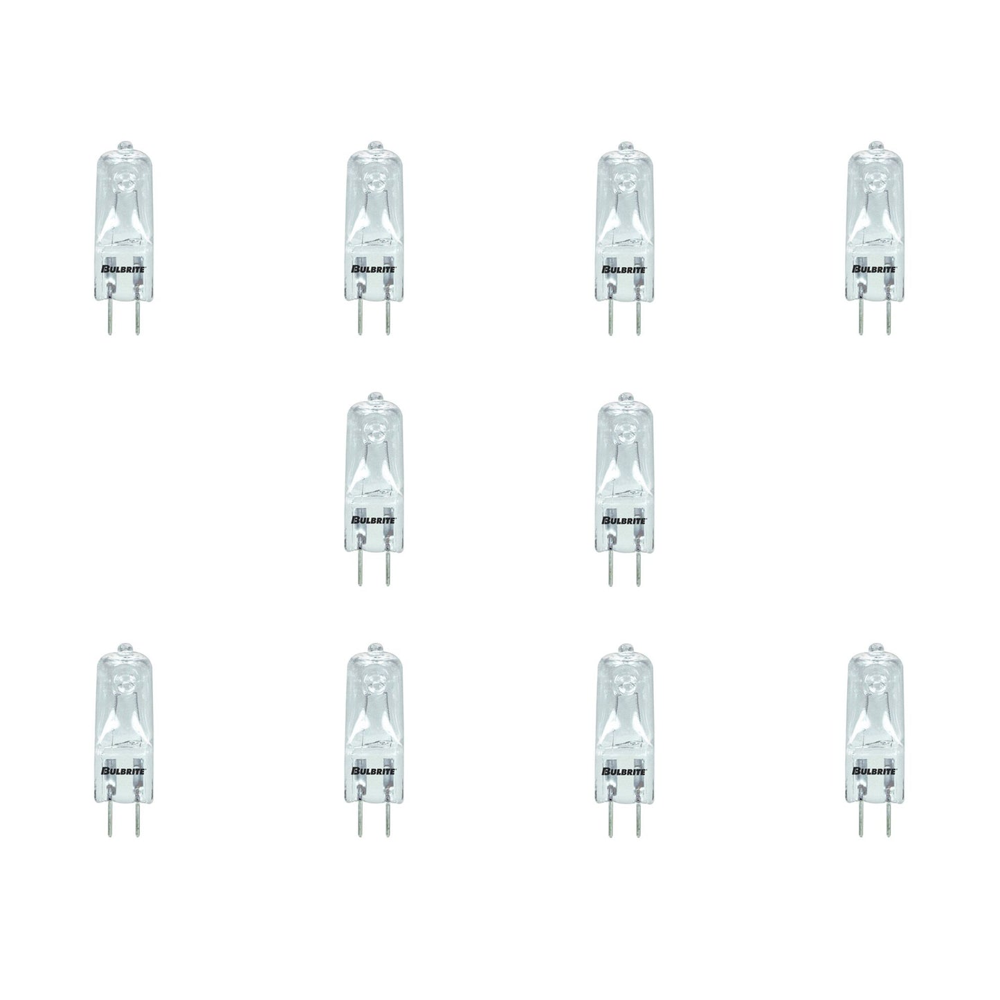 652075 - Dimmable Clear T4 Halogen G6.35 Base Light Bulb - 75 Watt - 2900K - 10 Pack