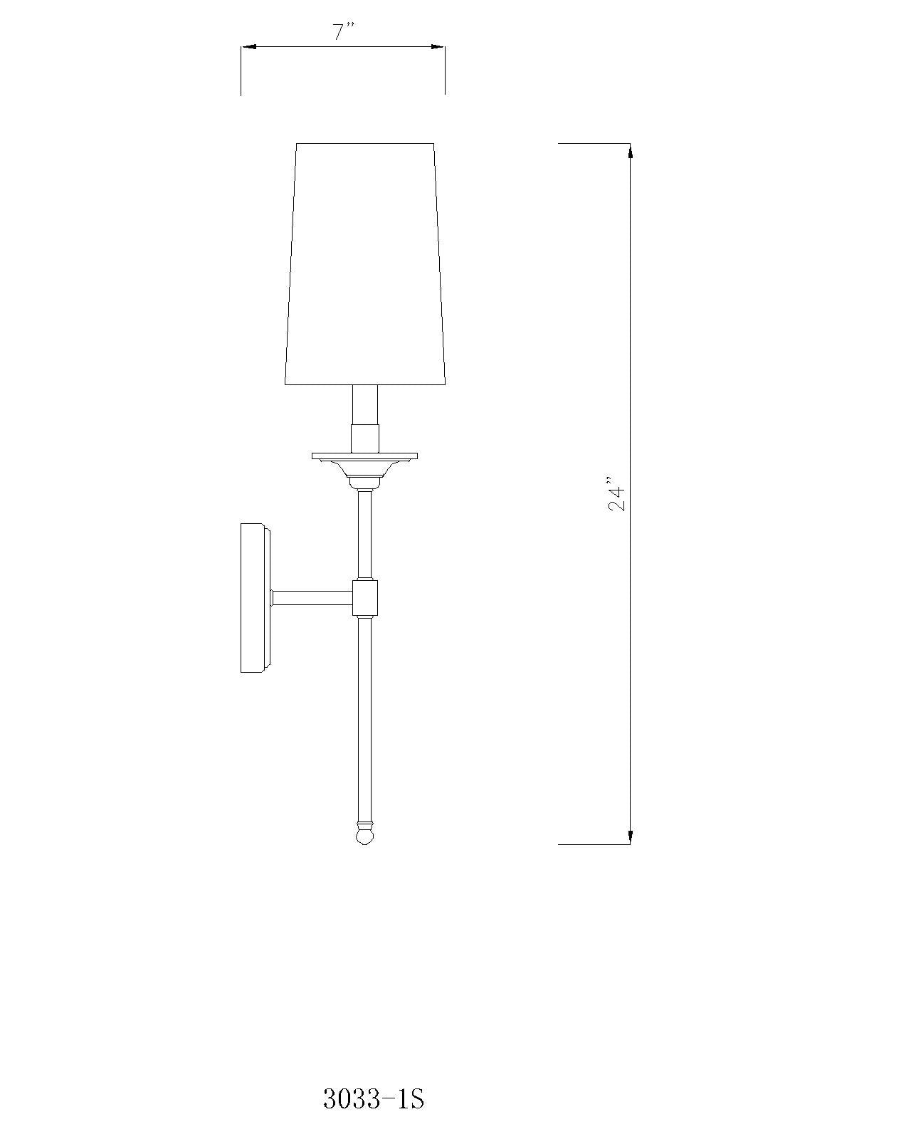3033-1S-PN - Emily 1 Light Wall 24" Sconce - Polished Nickel