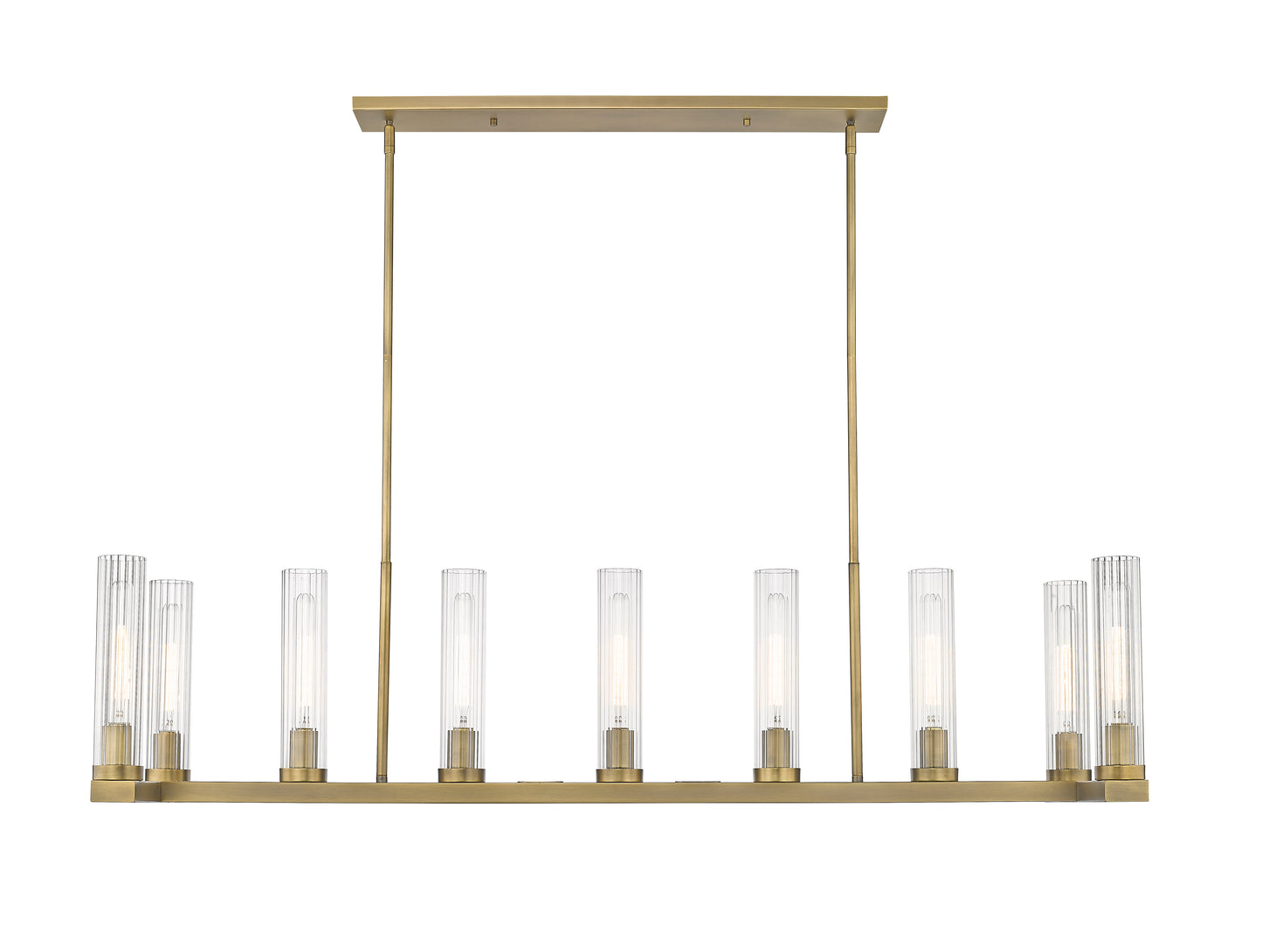 3031-9L-RB - Beau 9 Light Linear 56" Chandelier - Rubbed Brass