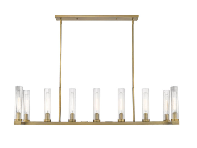 3031-9L-RB - Beau 9 Light Linear 56" Chandelier - Rubbed Brass