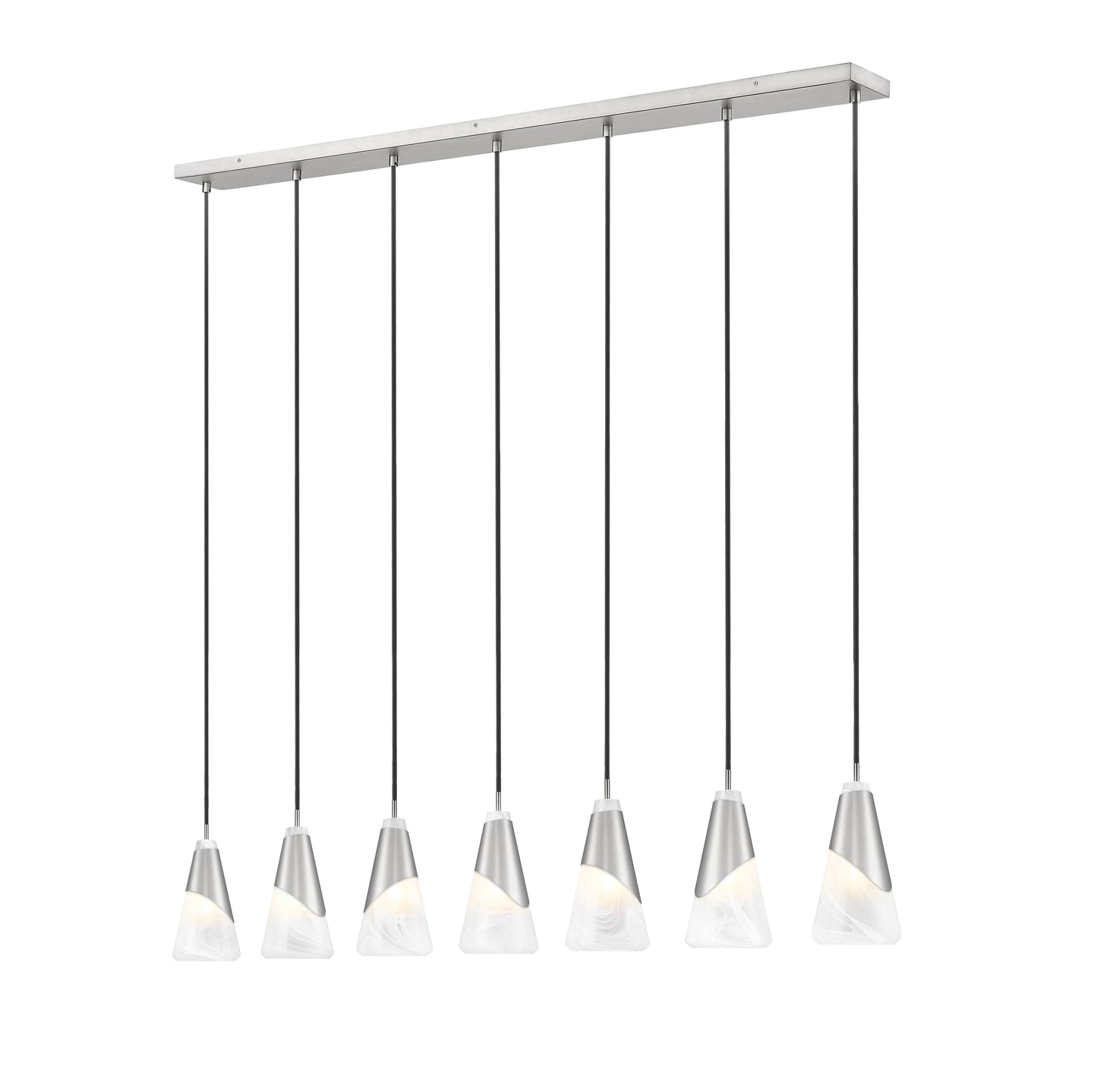 828P6-7L-BN - Aimie 7 Light Linear 54" Chandelier - Brushed Nickel