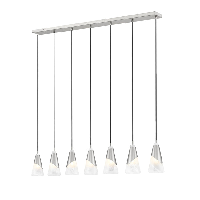 828P6-7L-BN - Aimie 7 Light Linear 54" Chandelier - Brushed Nickel