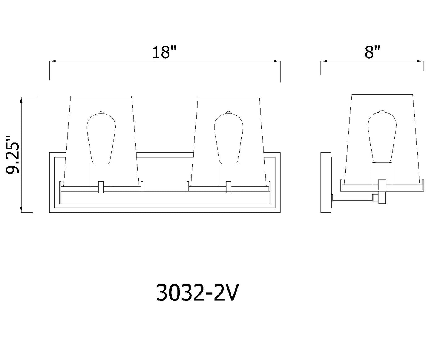 3032-2V-RB - Callista 2 Light 18" Vanity - Rubbed Brass