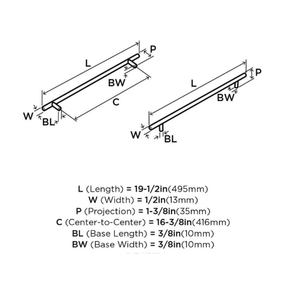 BP19015SS - Bar Pull - Brushed Stainless Steel