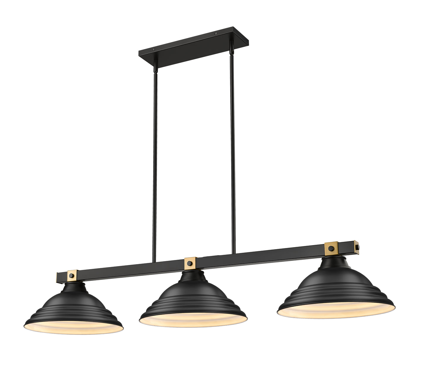 1955-3MB-RB-SMB - Bronte 3 Light 55" Billiard - Matte Black / Rubbed Brass