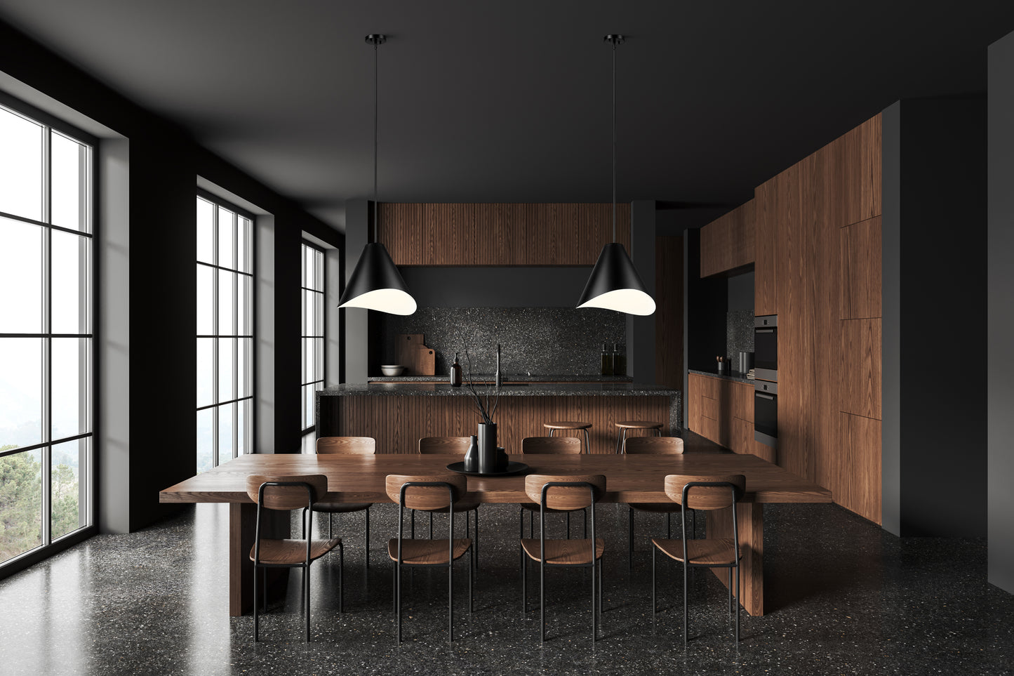 1952P18-MB - Aria 1 Light 18" Pendant - Matte Black
