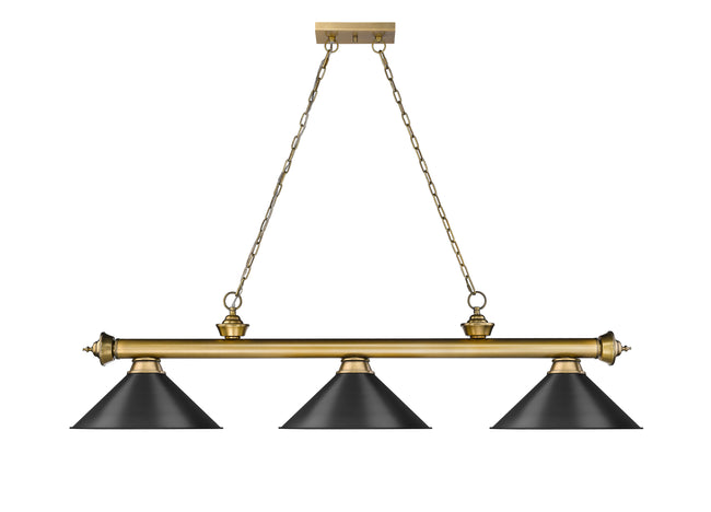 2306-3RB-MB15 - Cordon 3 Light 57" Billiard - Rubbed Brass