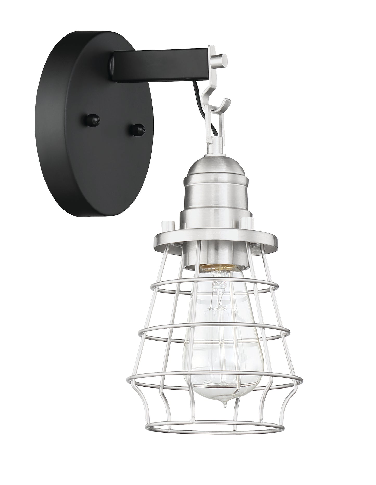 50601-FBBNK - Thatcher 1 Light 11" High Wall Sconce - Flat Black / Brushed Polished Nickel