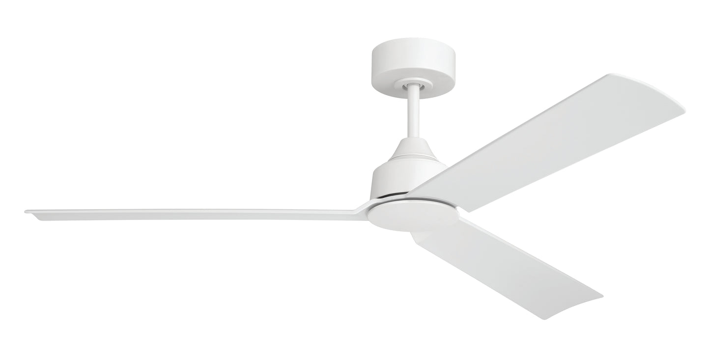 CHM52W3 - Charming 52" 3-Blade Indoor/Outdoor Damp Rated Ceiling Fan 52" 3 Blade Indoor Outdoor Ceiling Fan with Light Kit - White