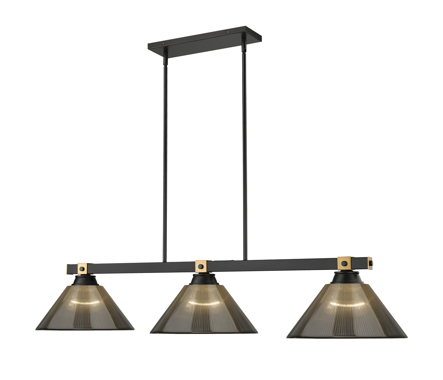 1955-3MB-RB-ARS - Bronte 3 Light 53" Billiard - Matte Black / Rubbed Brass