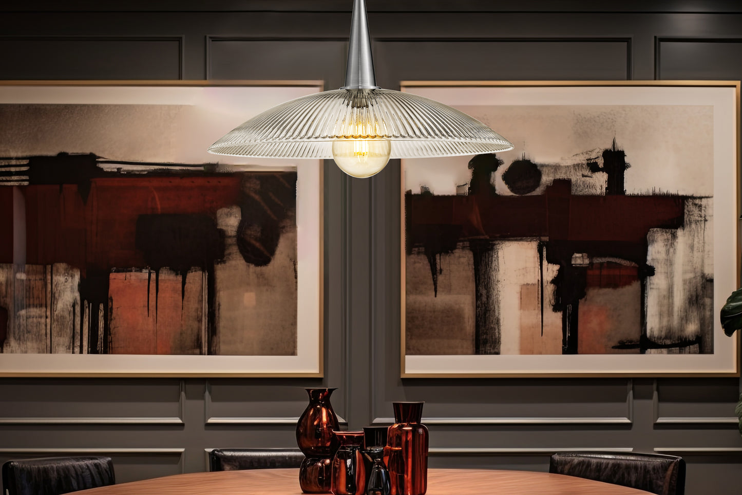 3051P24-BN - Lunelle 1 Light 24" Pendant - Brushed Nickel