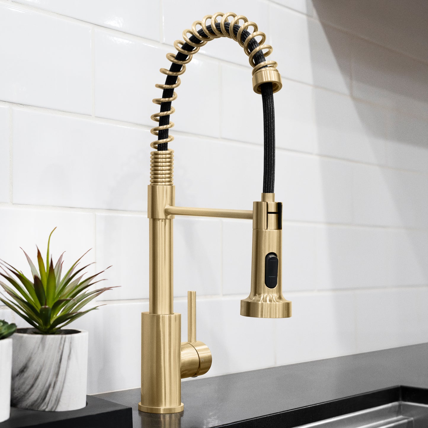 RBCN2-KF-CB - Rubicon Spring Style Pre-Rinse Kitchen Faucet - Champagne Bronze