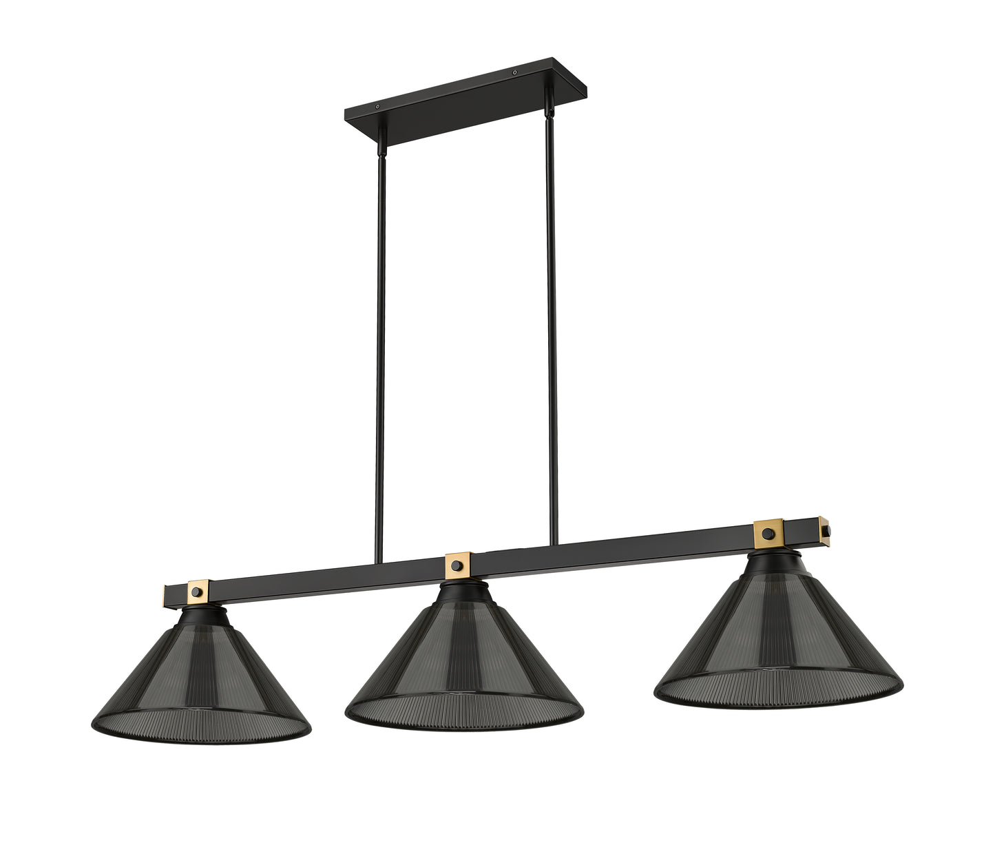 1955-3MB-RB-ARS - Bronte 3 Light 53" Billiard - Matte Black / Rubbed Brass