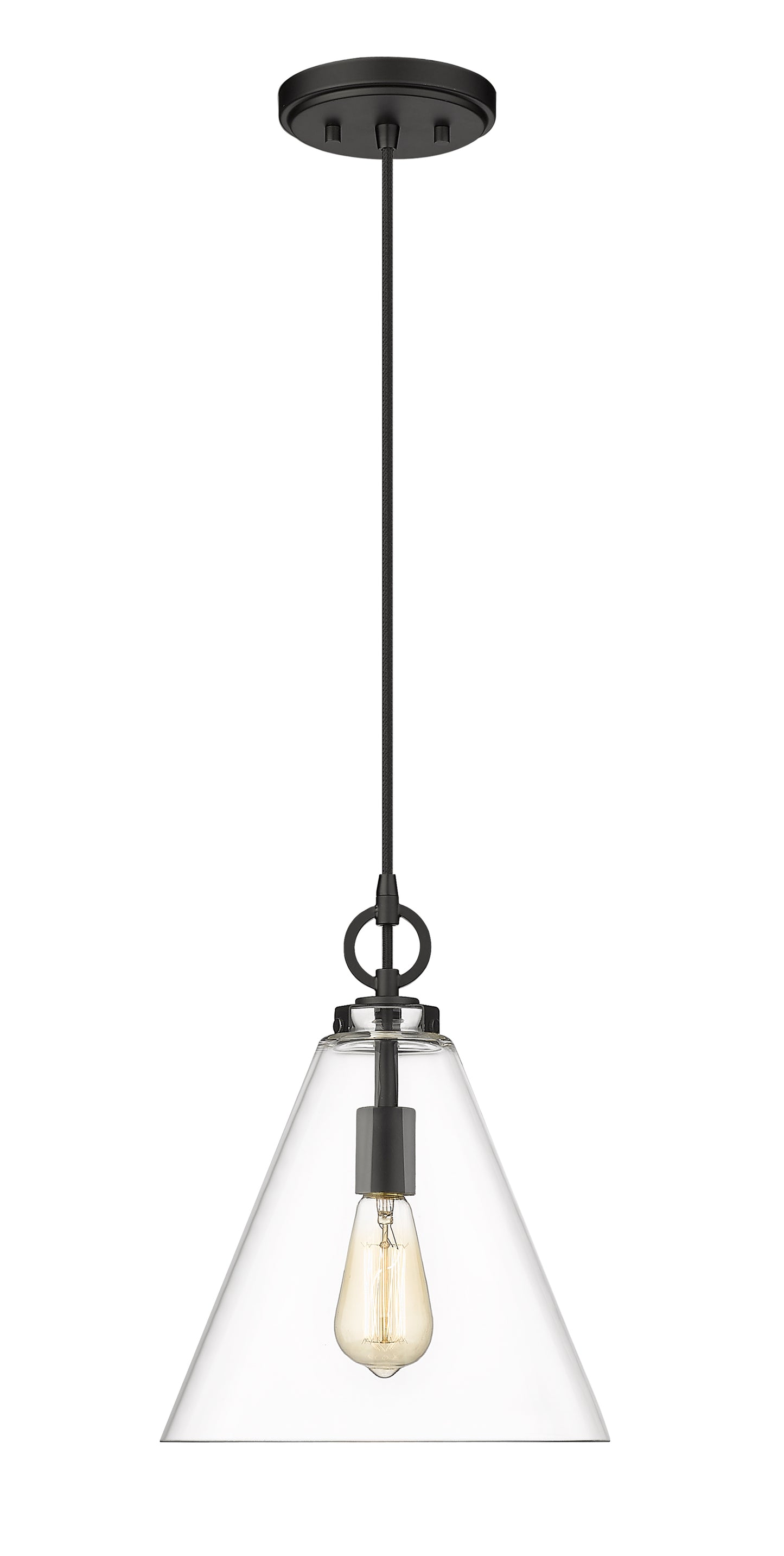 3034P11-MB - Harper 1 Light 12" Pendant - Matte Black