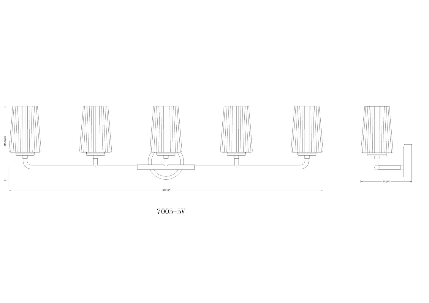 7005-5V-BN - Montford 5 Light 40" Vanity - Brushed Nickel