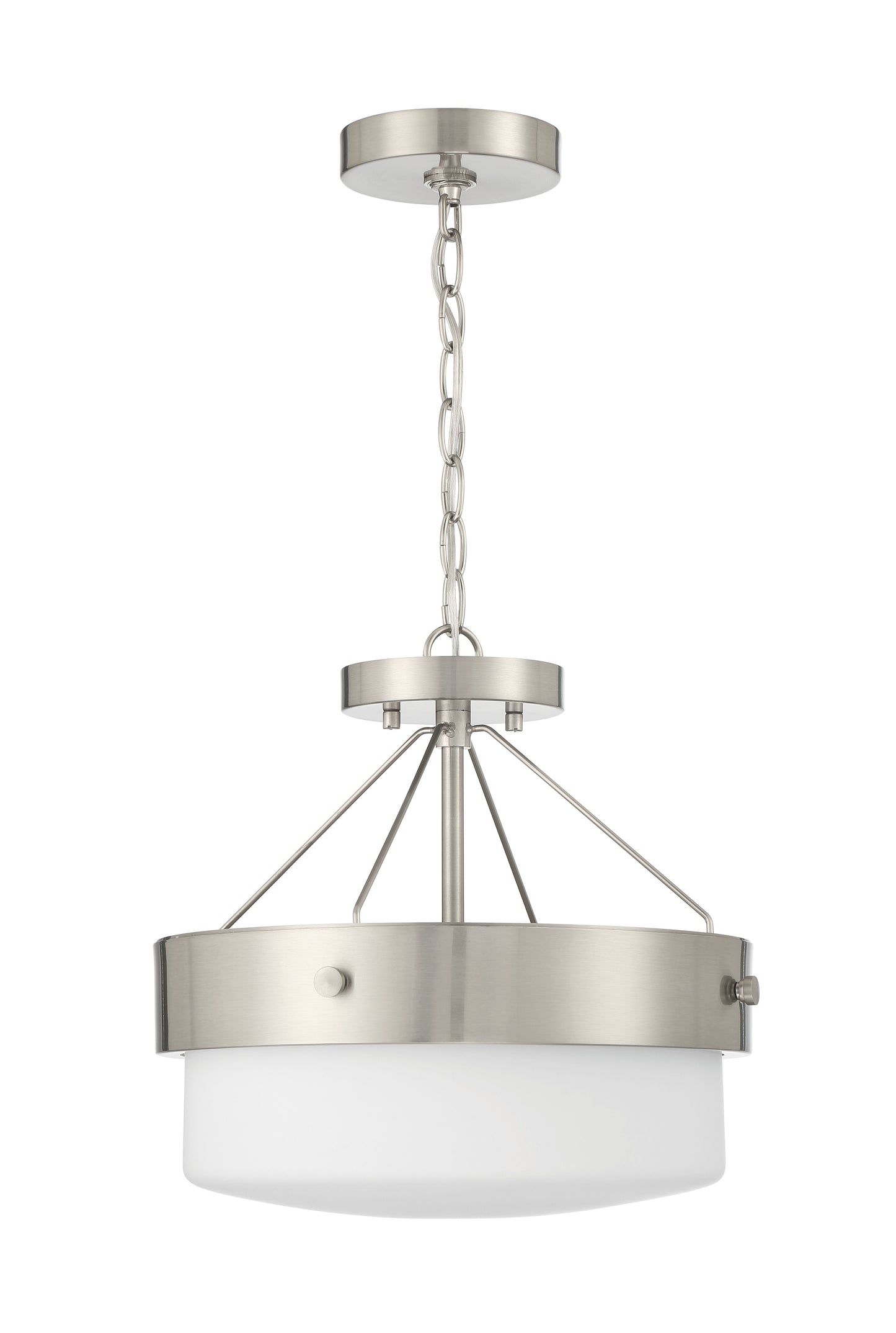 XS3213-BNK - Oak Street 2 Light 13" High Semi Flush Mount - Brushed Nickel