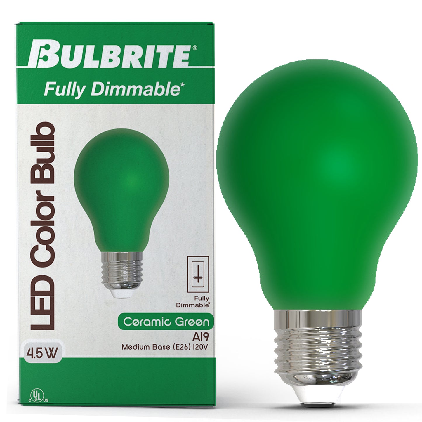 776108 - Filaments Dimmable Ceramic Green A19 LED Light Bulb - 4.5 Watt - 10 Pack