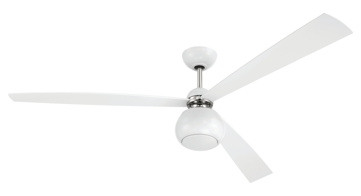 OTT60WPLN3 - Otto 60" 3 Blade Ceiling Fan with Light Kit - White / Polished Nickel