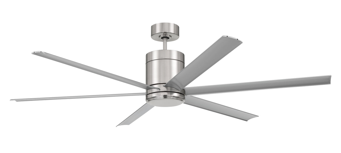 TTE65BNK6 - Tate 65" 6 Blade Indoor Outdoor Ceiling Fan with Light Kit - Brushed Nickel