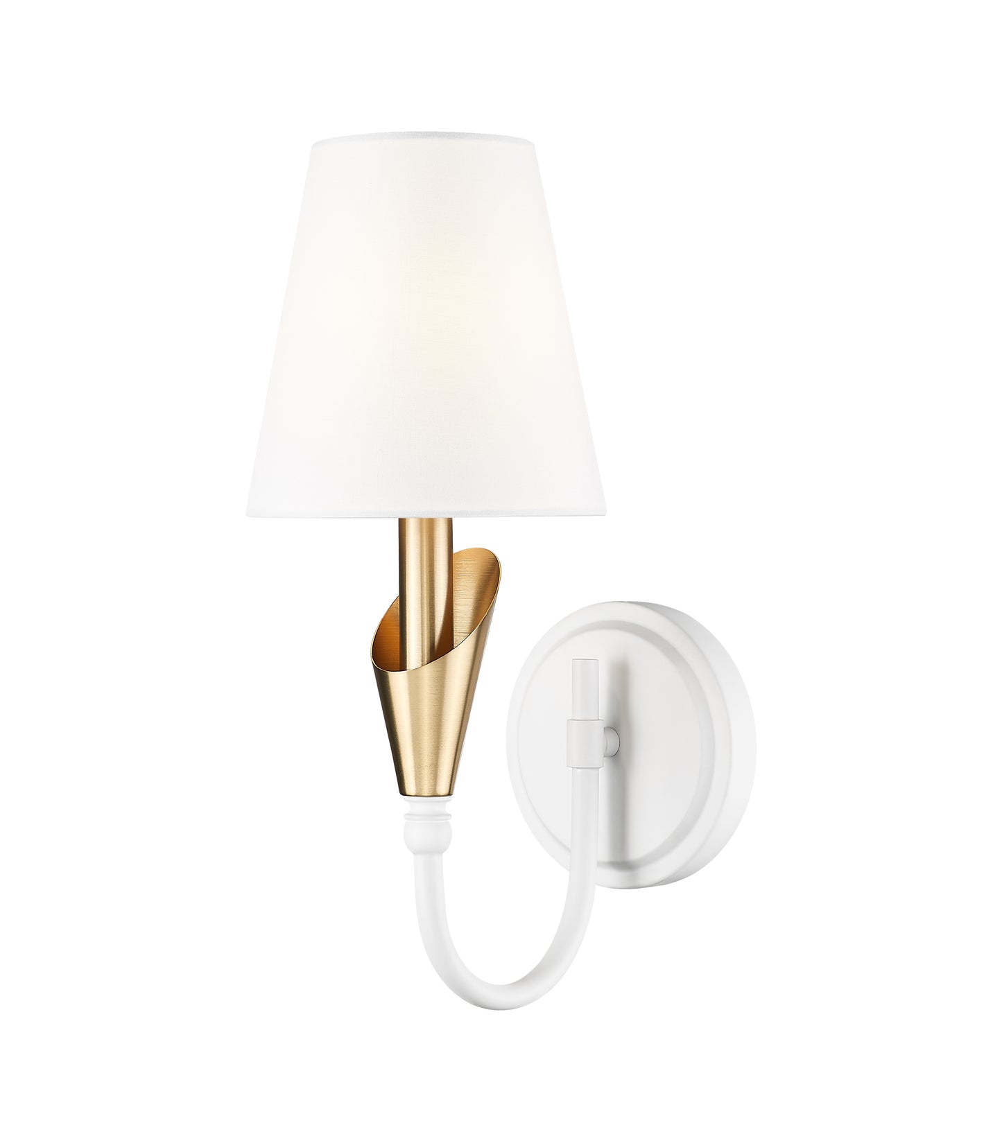 4014-1S-TW-MGLD - Claudelle 1 Light Wall 14" Sconce - Tundra White / Modern Gold