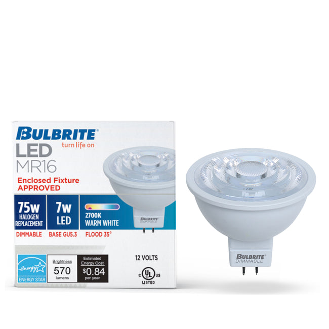 771087 - Dimmable MR16 LED GU5.3 Base Light Bulb - 7 Watt - 2700K - 4 Pack