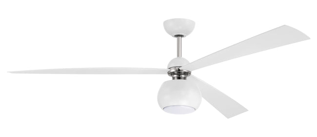 OTT60WPLN3 - Otto 60" 3 Blade Ceiling Fan with Light Kit - White / Polished Nickel
