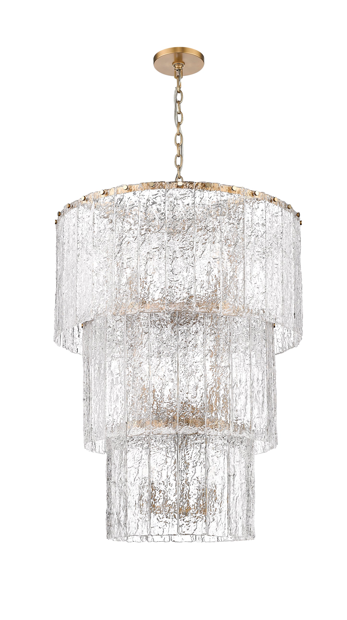 1943-36MGLD - Glacier 12 Light 28" Chandelier - Modern Gold