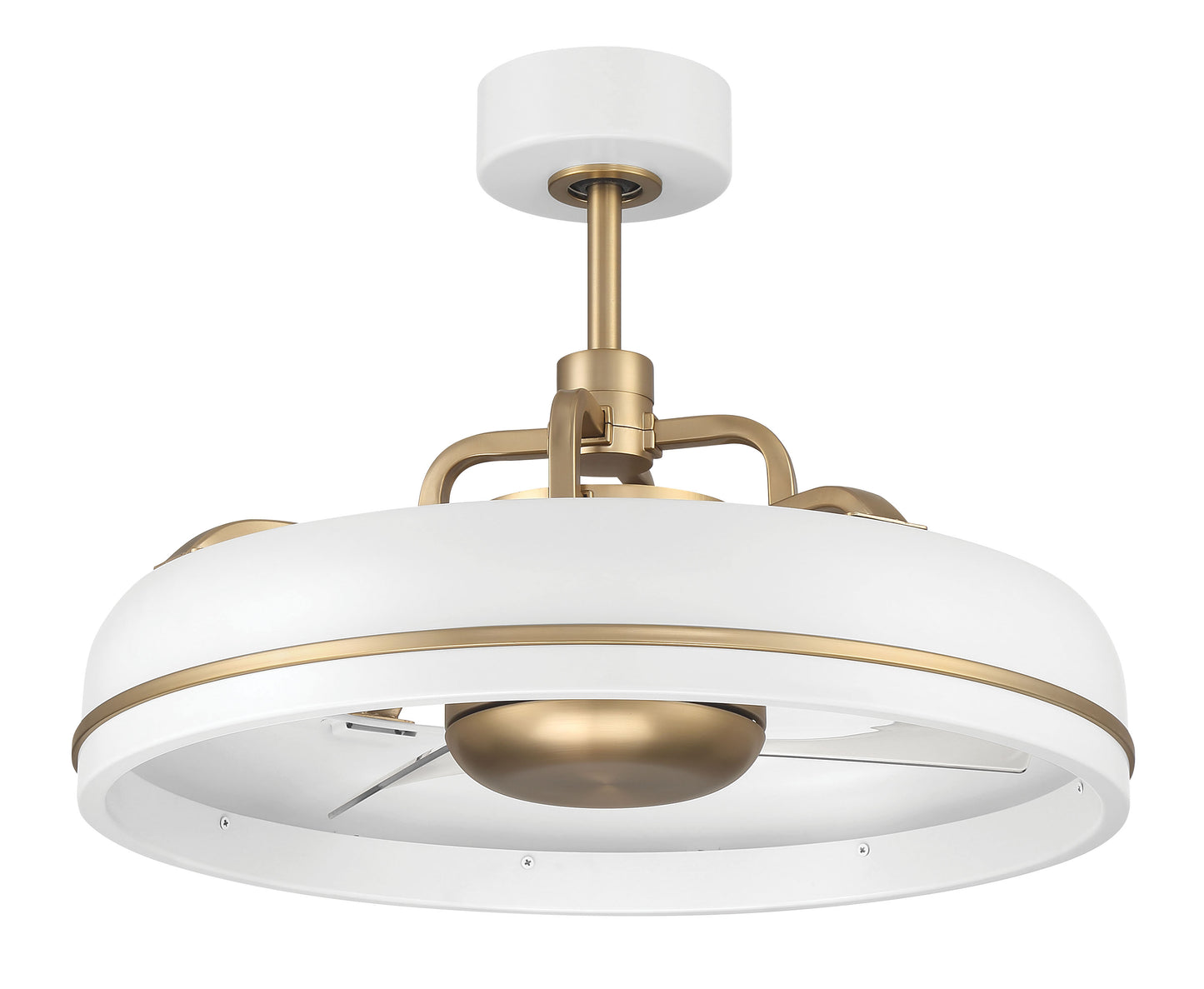 TYL24WSB3-NWF - Taylor 18" Fandelier no Wifi 20" 3 Blade Indoor Outdoor Ceiling Fan with Light Kit - White / Satin Brass