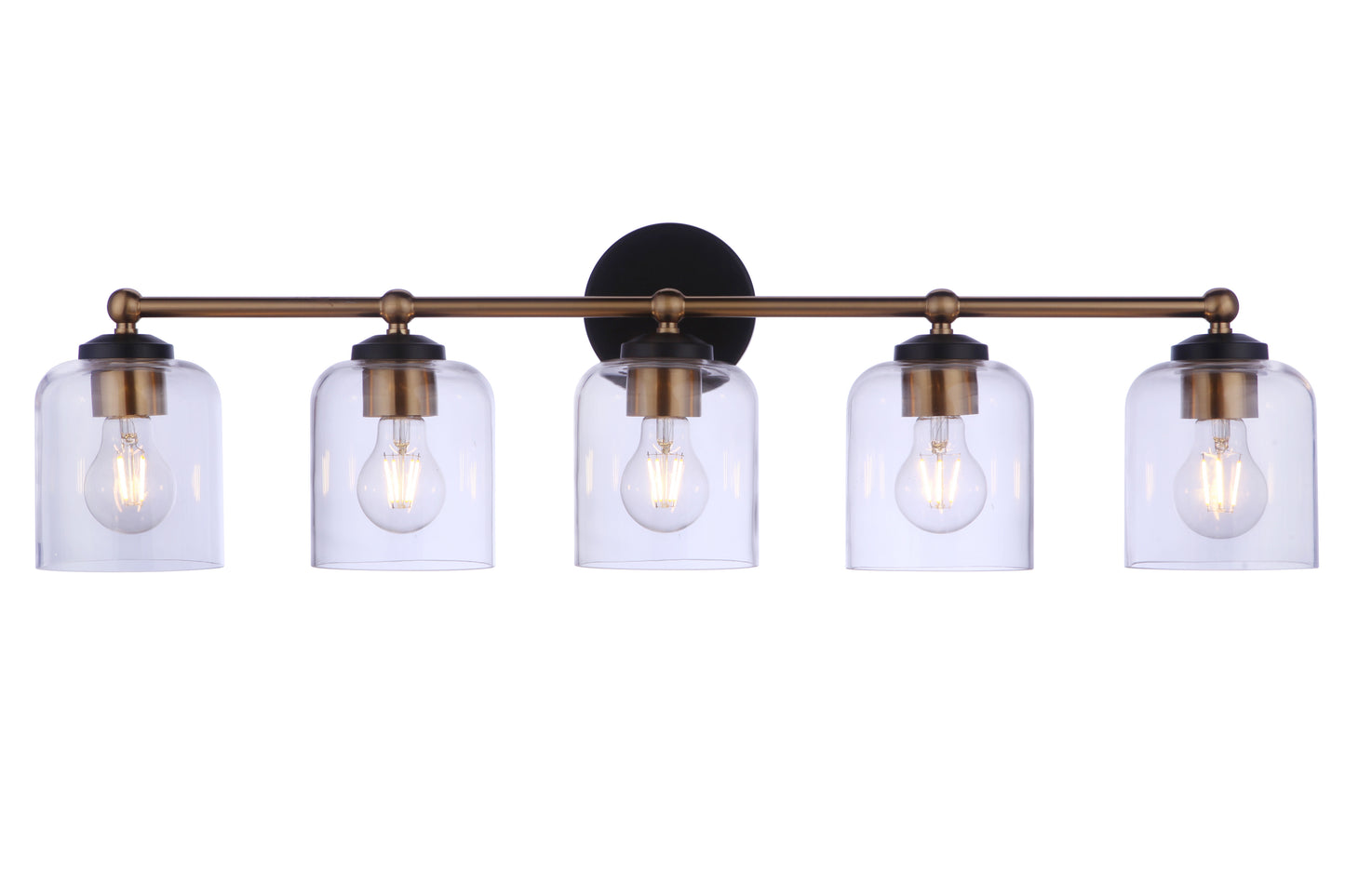 18733FBSB5 - Coppa 5 Light 32" Wide Vanity Light - Flat Black / Satin Brass